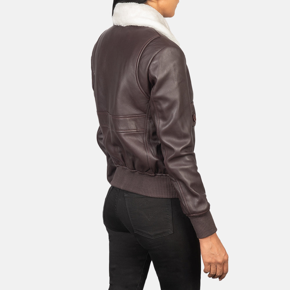 Elara Classic Bomber Leather Jacket