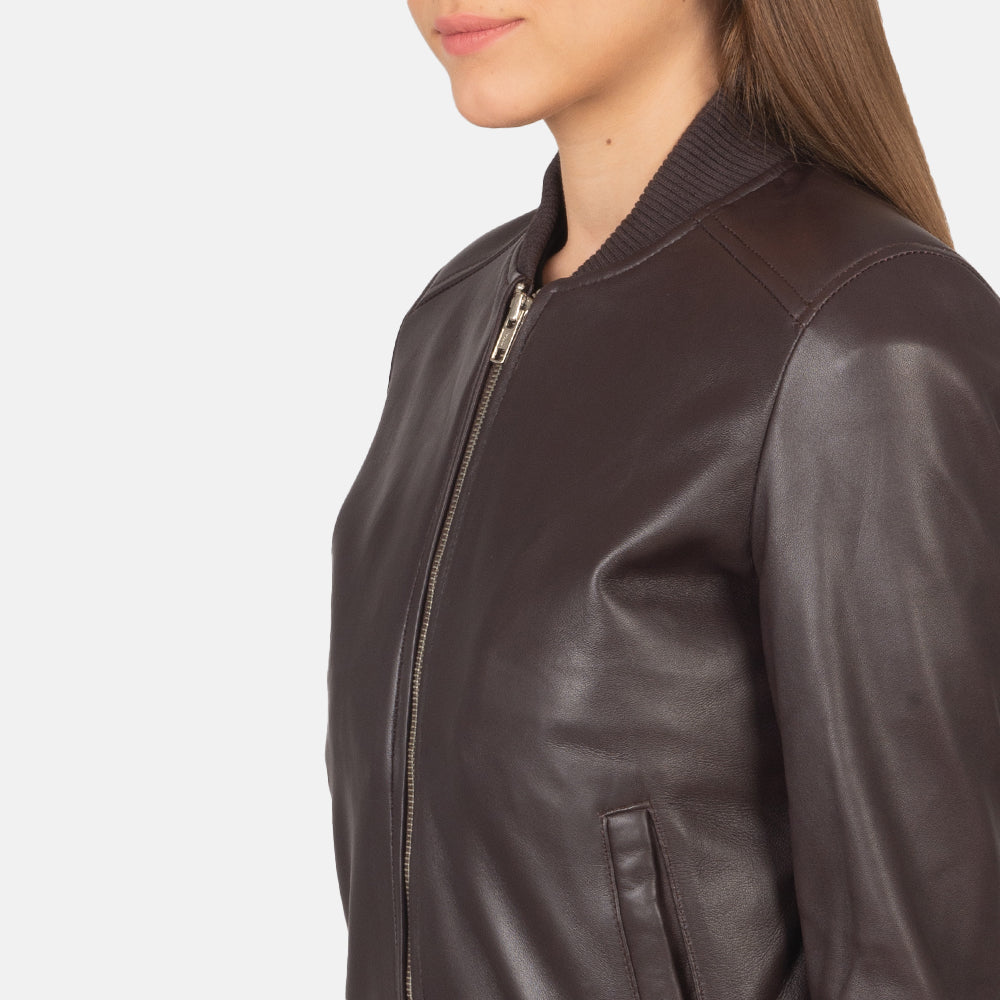 Aero Luxe Varsity Leather Bomber Jacket