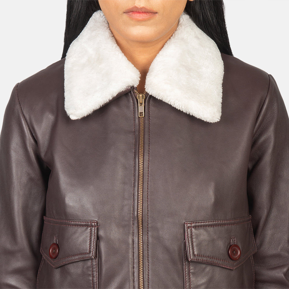 Elara Classic Bomber Leather Jacket