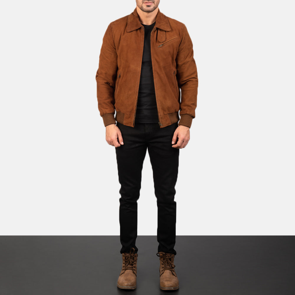 Ryder Tan Suede Bomber Jacket