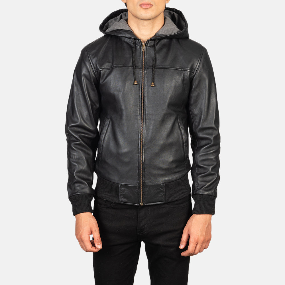 Artemis Hooded Leather Bomber Jacket