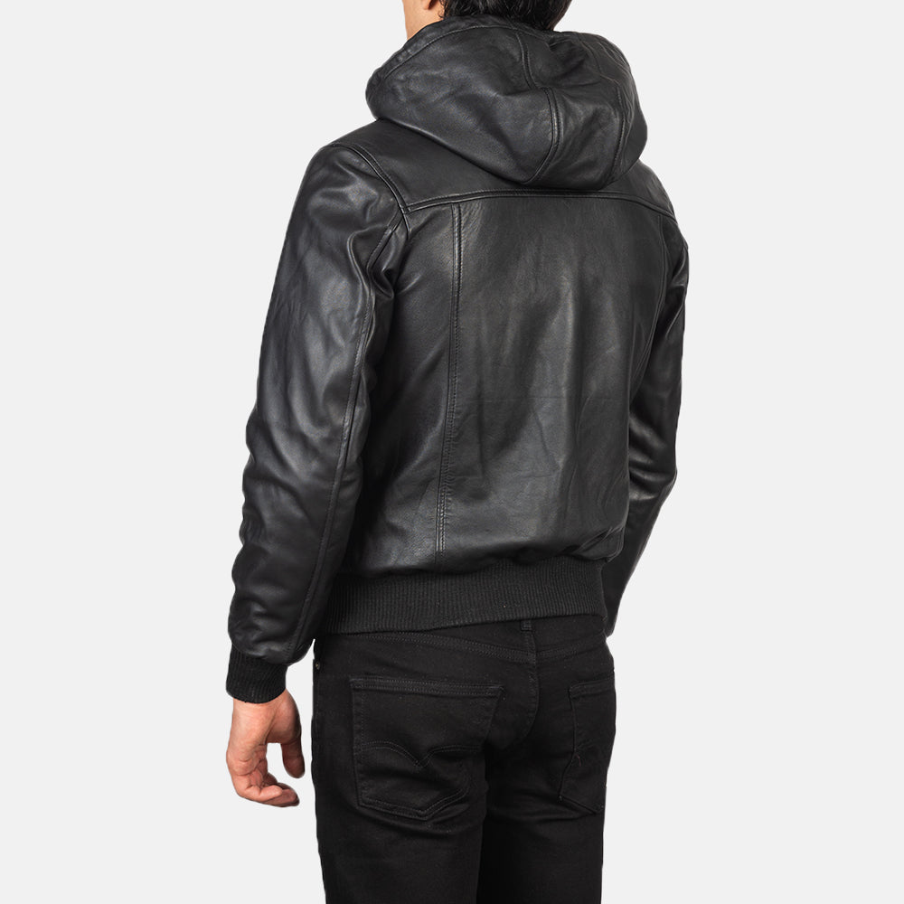 Artemis Hooded Leather Bomber Jacket