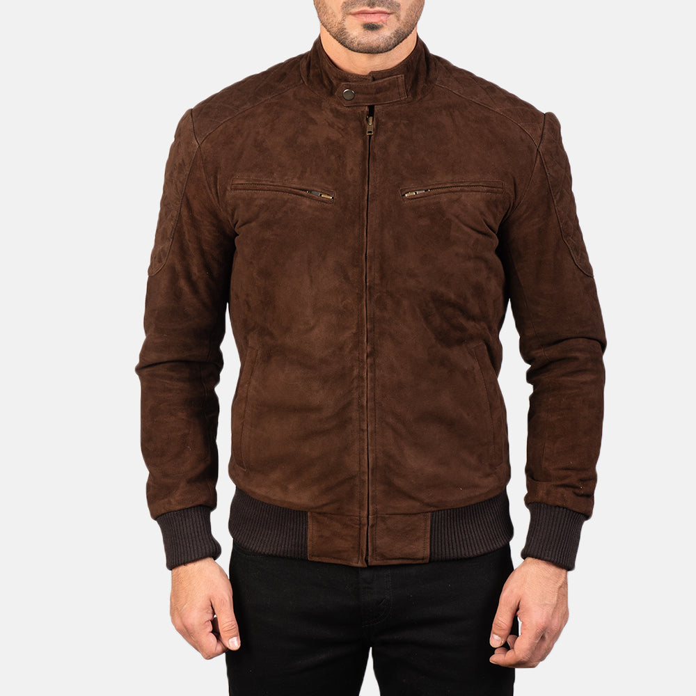 Larsen Mocha Suede Bomber Jacket