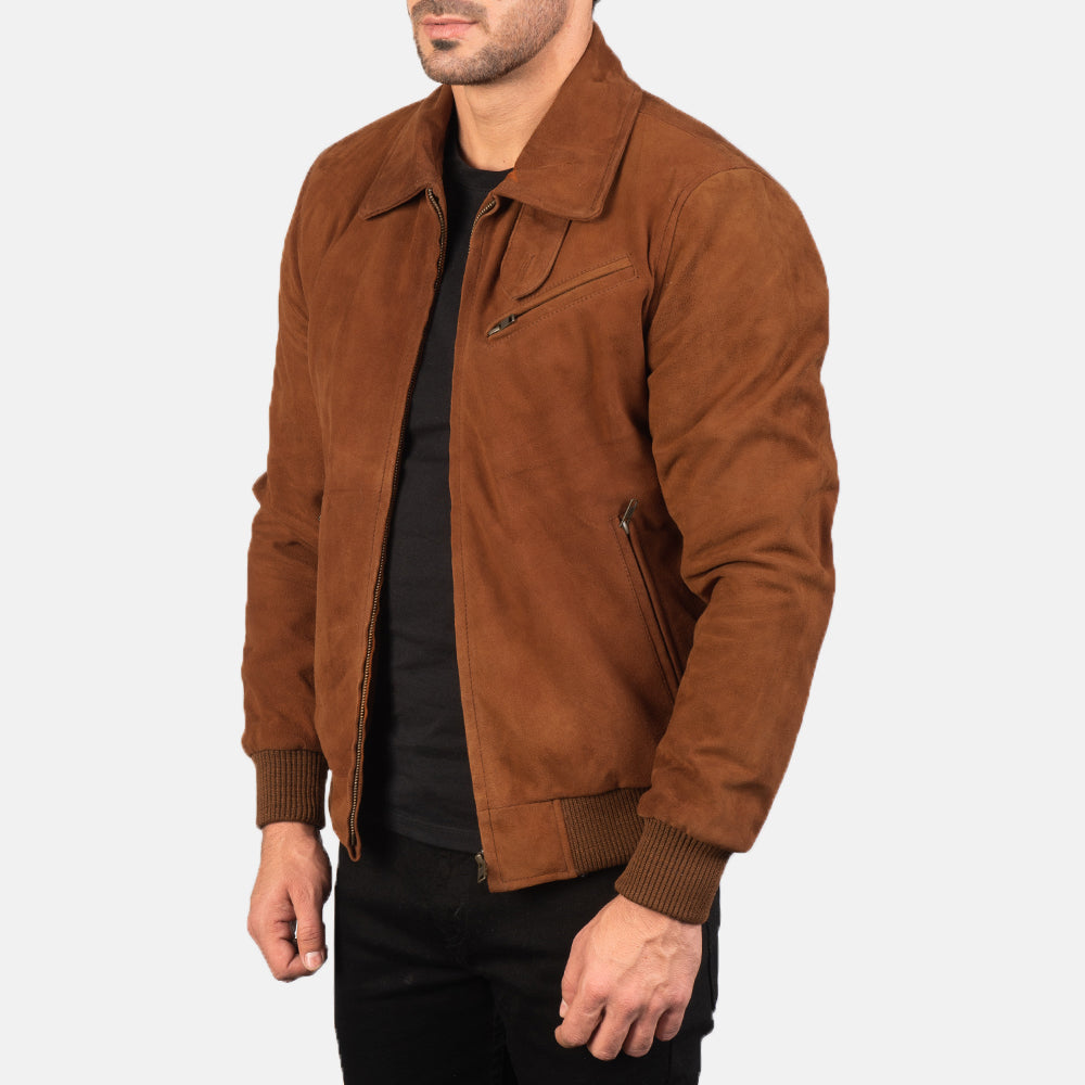 Ryder Tan Suede Bomber Jacket
