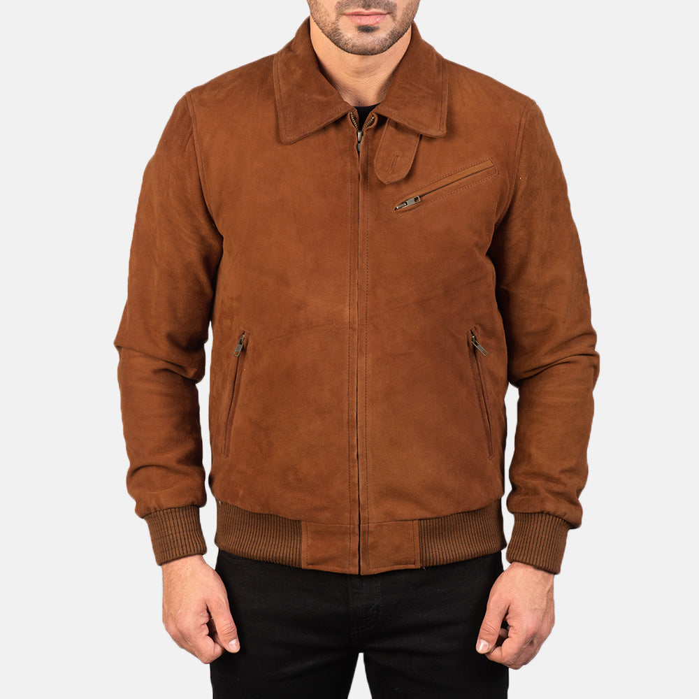 Ryder Tan Suede Bomber Jacket