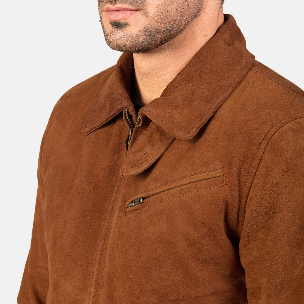 Ryder Tan Suede Bomber Jacket