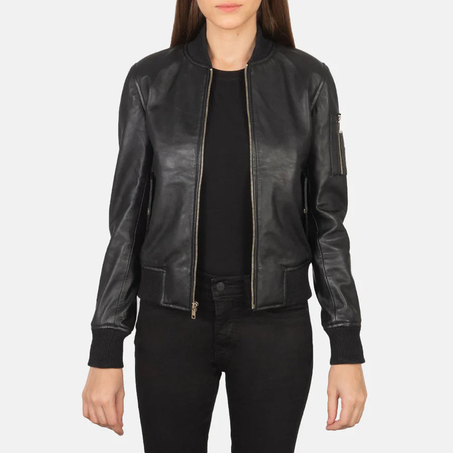 Ava Heritage Leather Flight Bomber Jacket