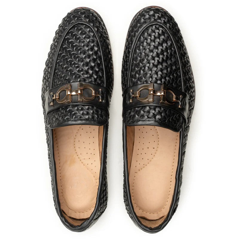 Arvento Textured Leather Loafers