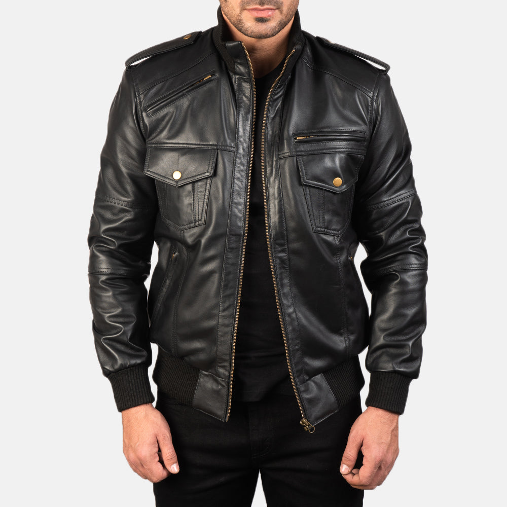 Sentinel Luxe Leather Bomber Jacket