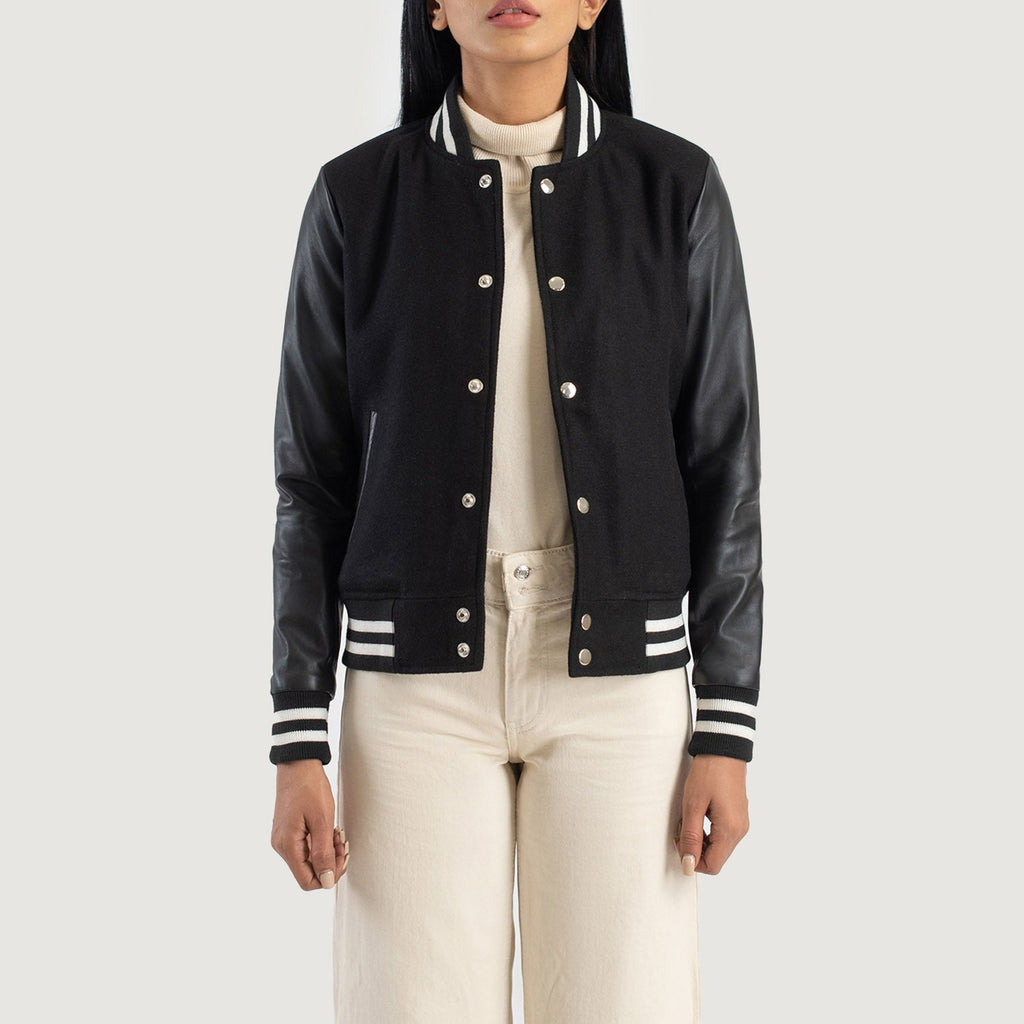 Averon Black Hybrid Varsity Jacket