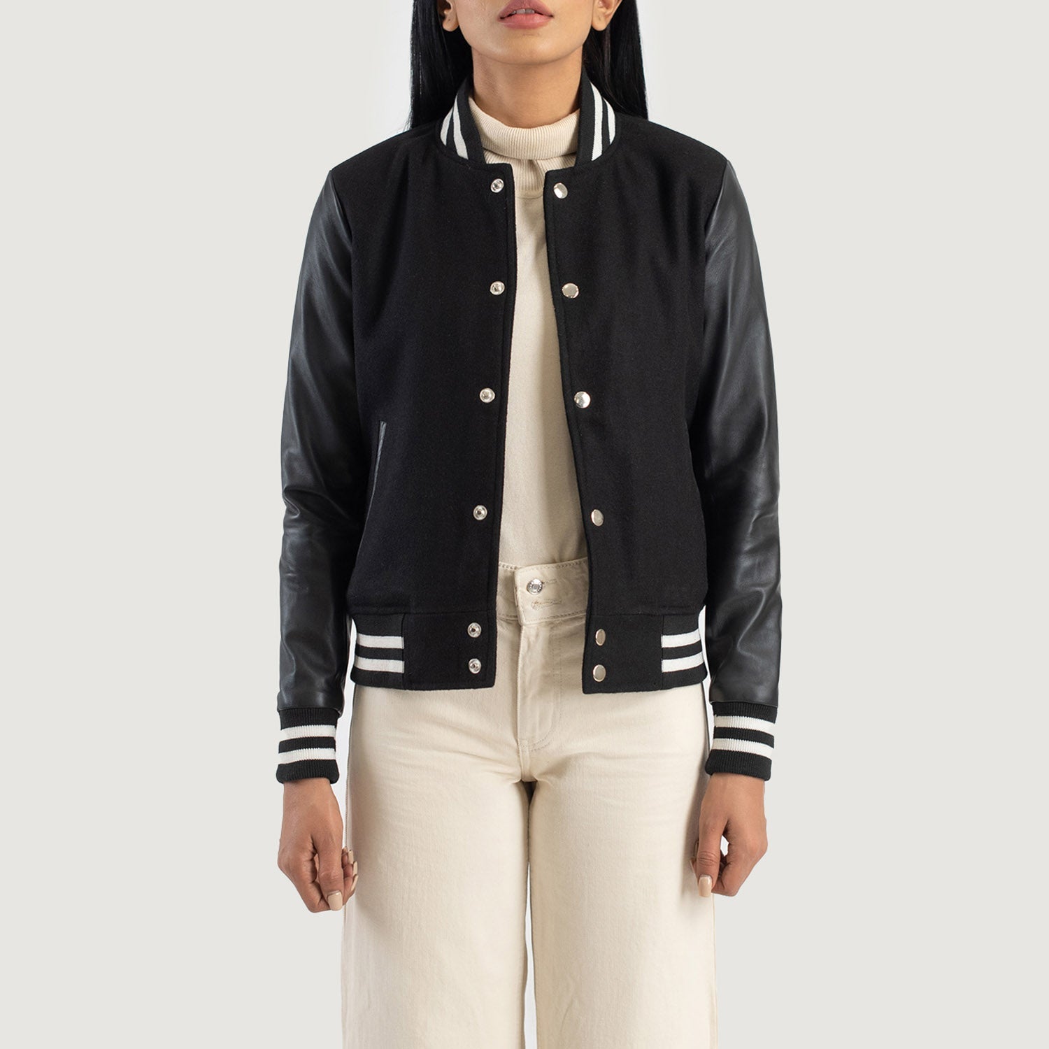 Averon Black Hybrid Varsity Jacket