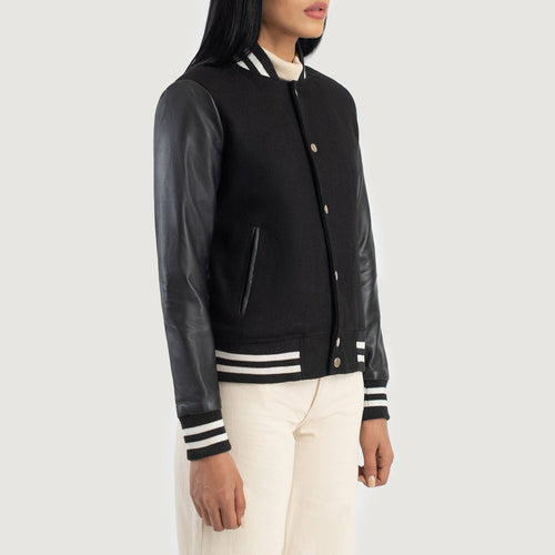 Averon Black Hybrid Varsity Jacket