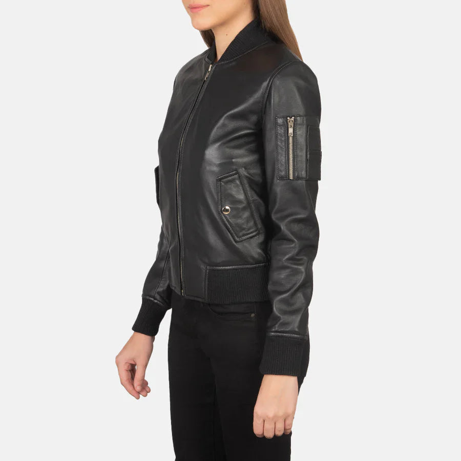 Ava Heritage Leather Flight Bomber Jacket