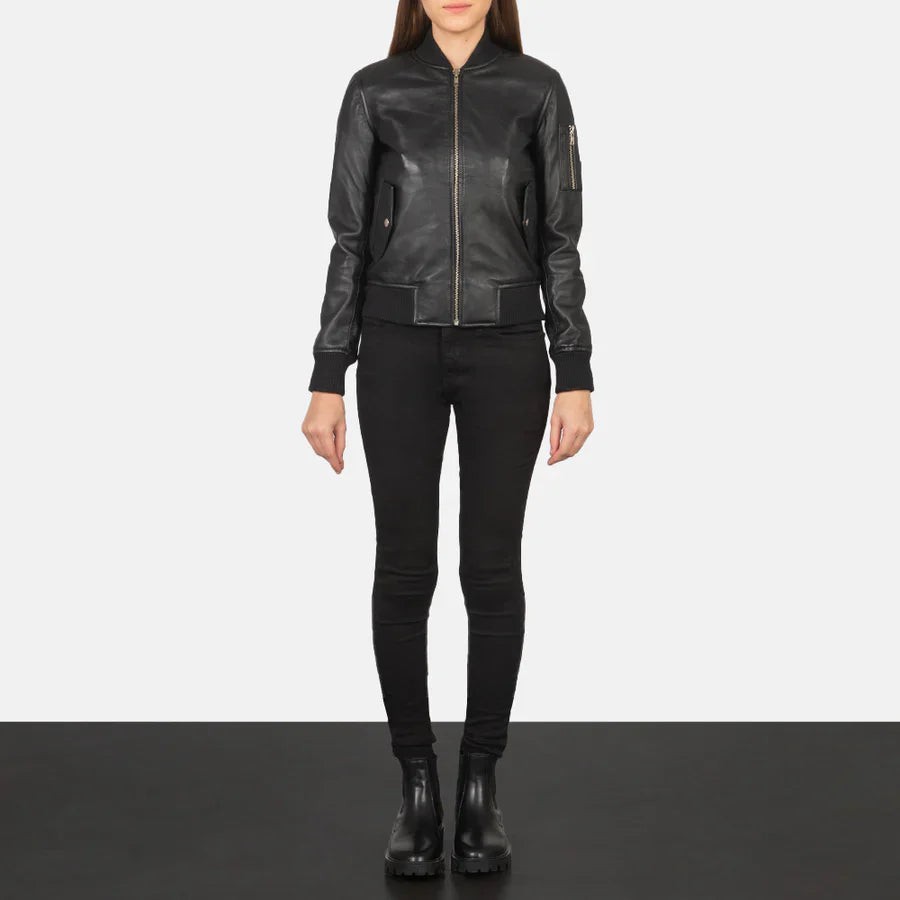 Ava Heritage Leather Flight Bomber Jacket
