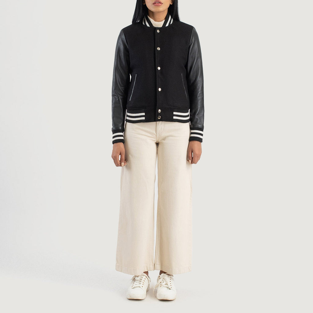 Averon Black Hybrid Varsity Jacket