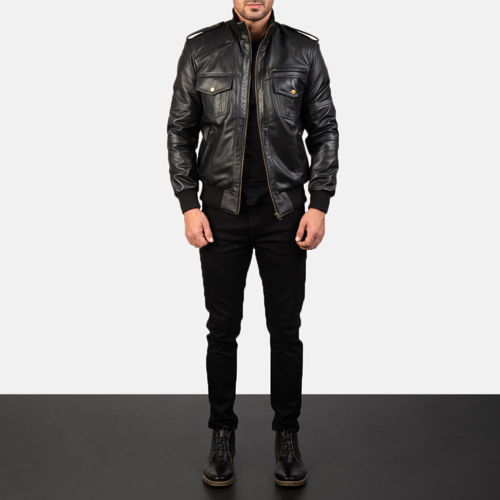 Sentinel Luxe Leather Bomber Jacket