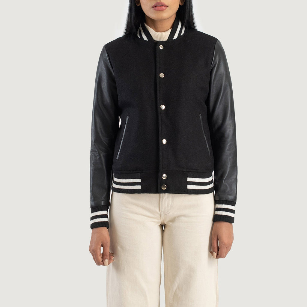 Averon Black Hybrid Varsity Jacket
