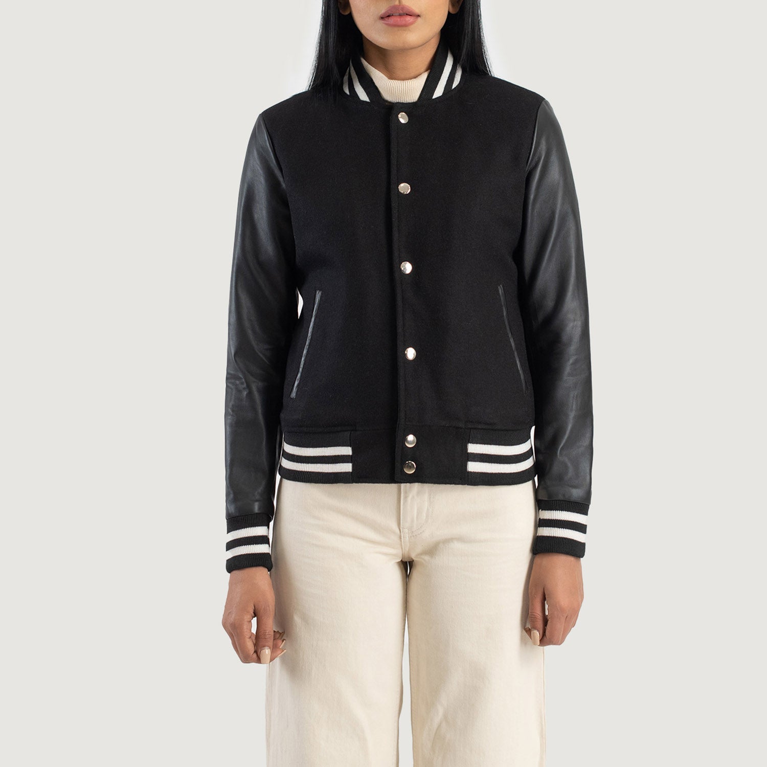 Averon Black Hybrid Varsity Jacket