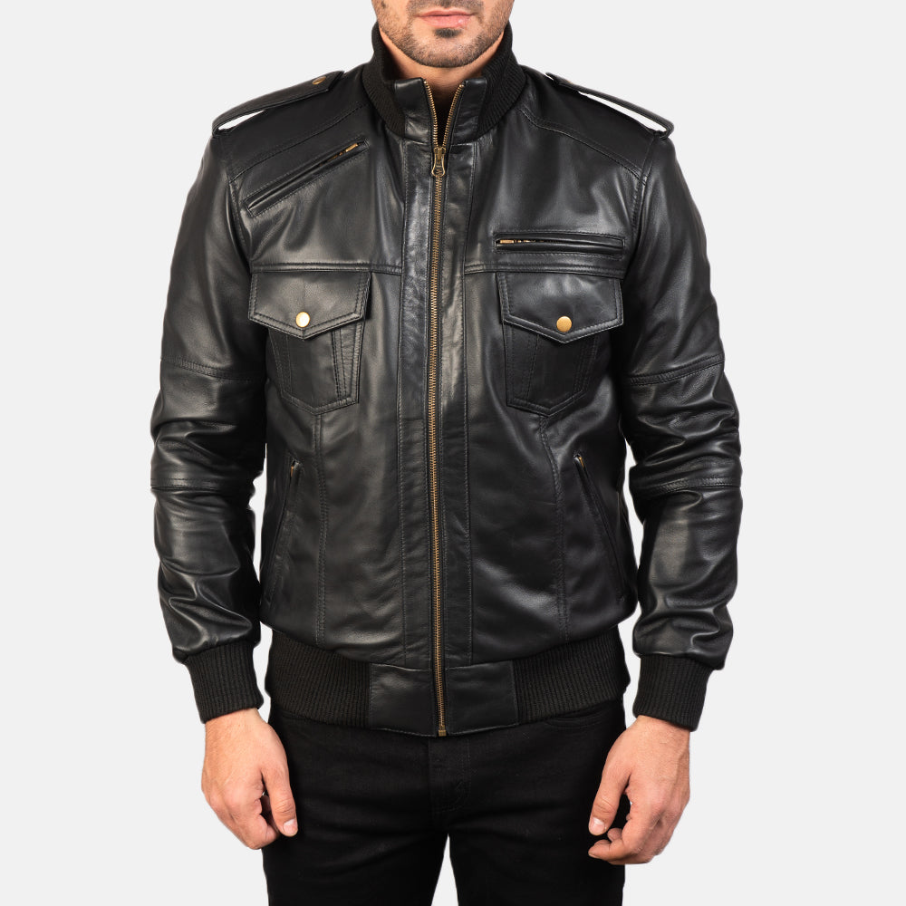 Sentinel Luxe Leather Bomber Jacket