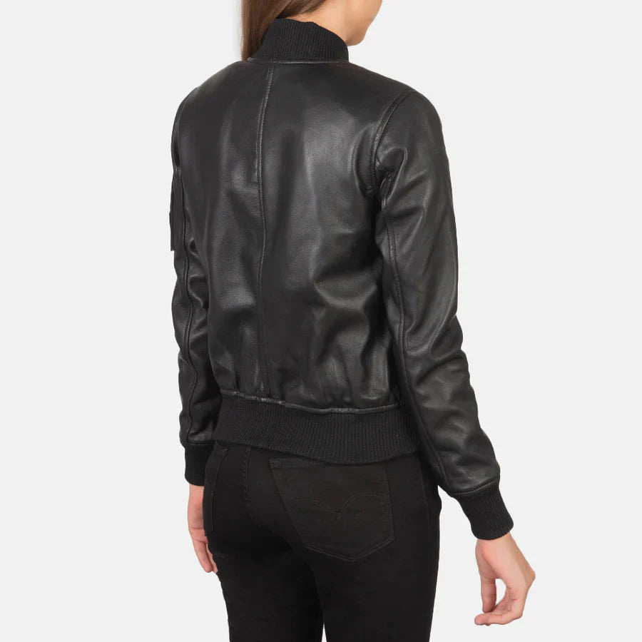 Ava Heritage Leather Flight Bomber Jacket