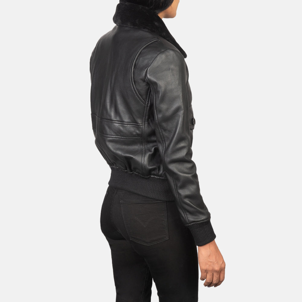 Elara Classic Bomber Leather Jacket