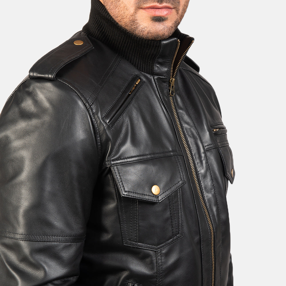 Sentinel Luxe Leather Bomber Jacket