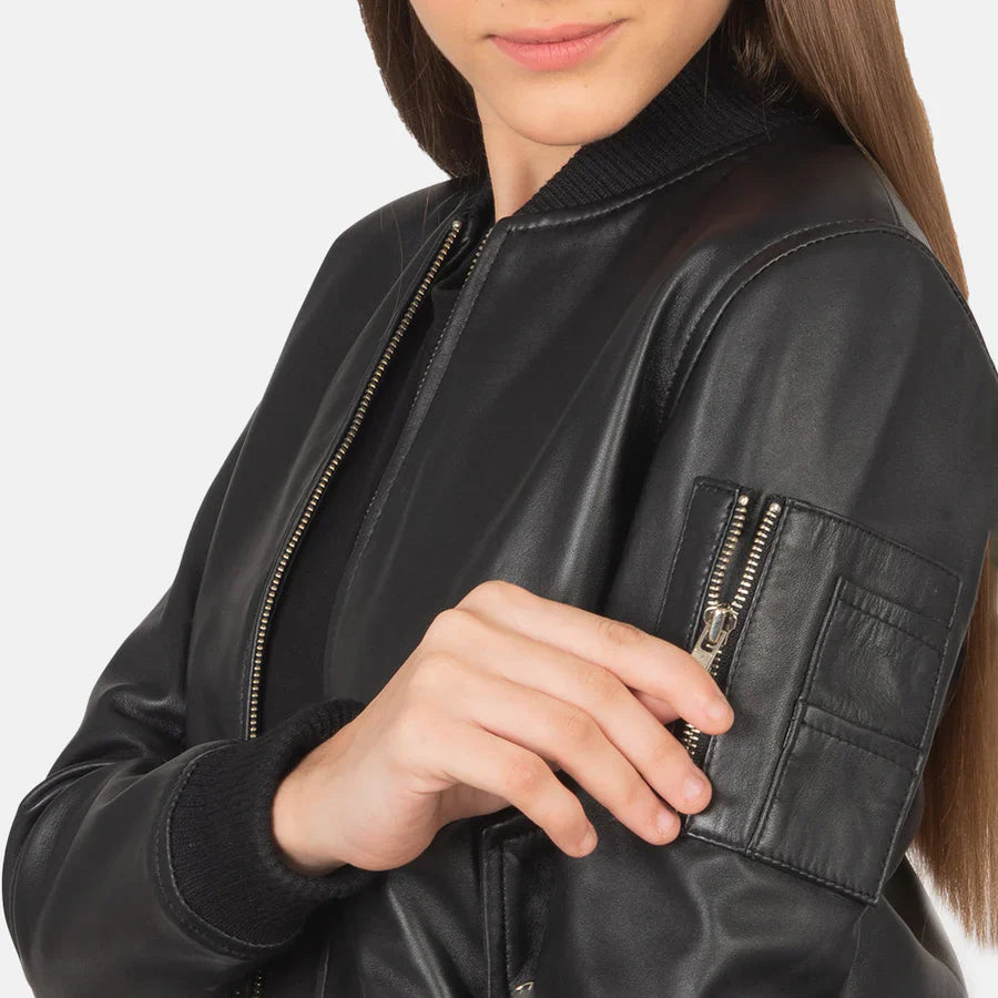 Ava Heritage Leather Flight Bomber Jacket