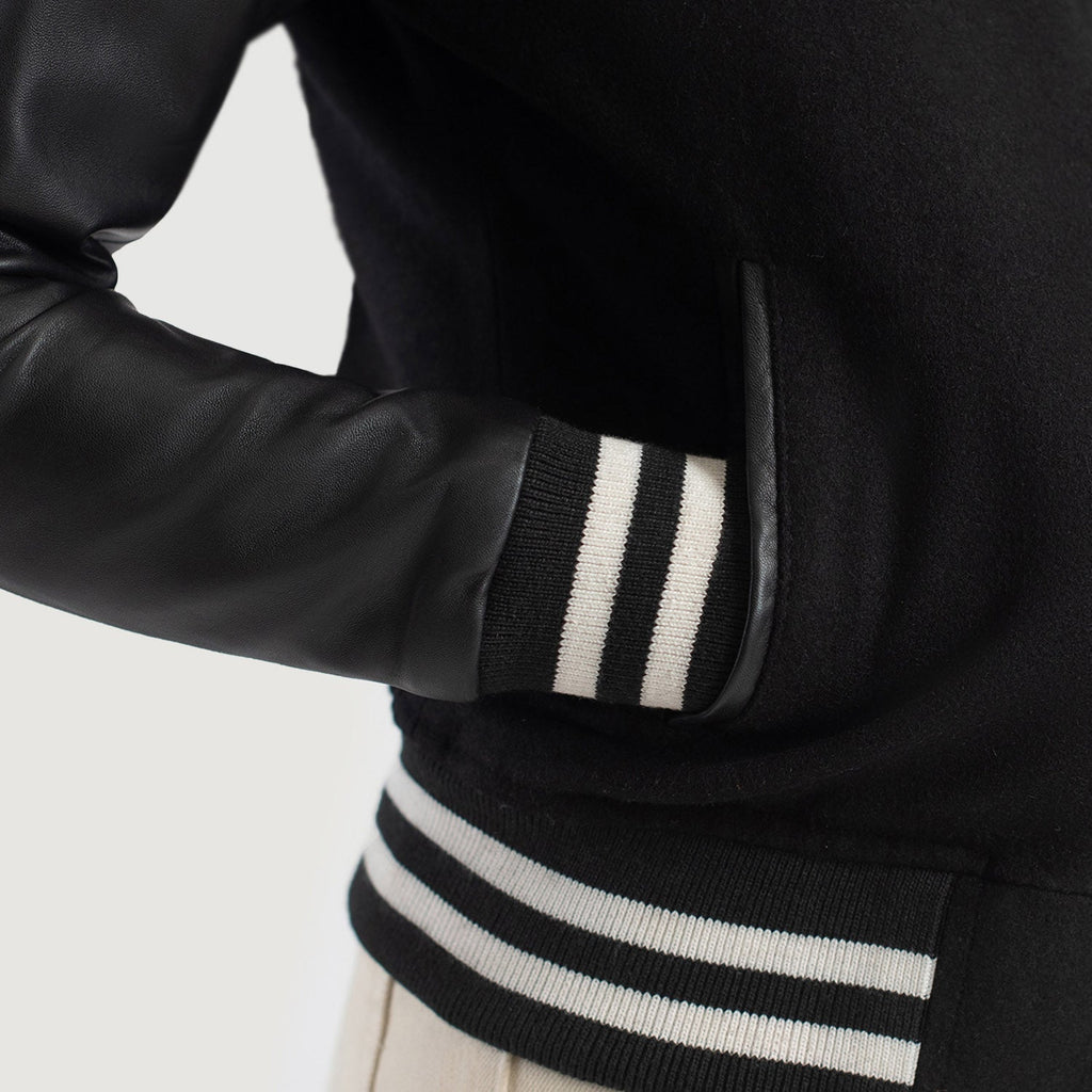 Averon Black Hybrid Varsity Jacket