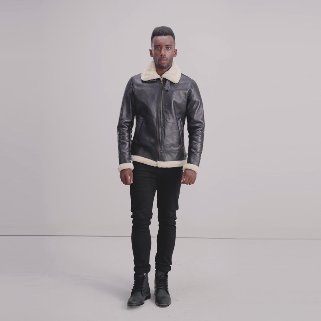 Avalon B-3 Shearling Leather Bomber Jacket