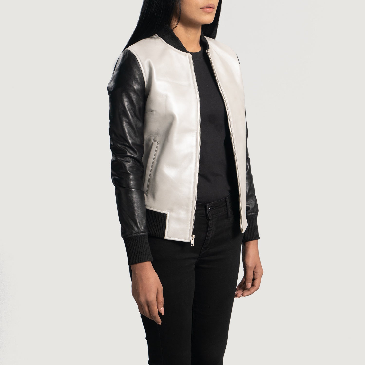 Orion Metallic Leather Bomber Jacket
