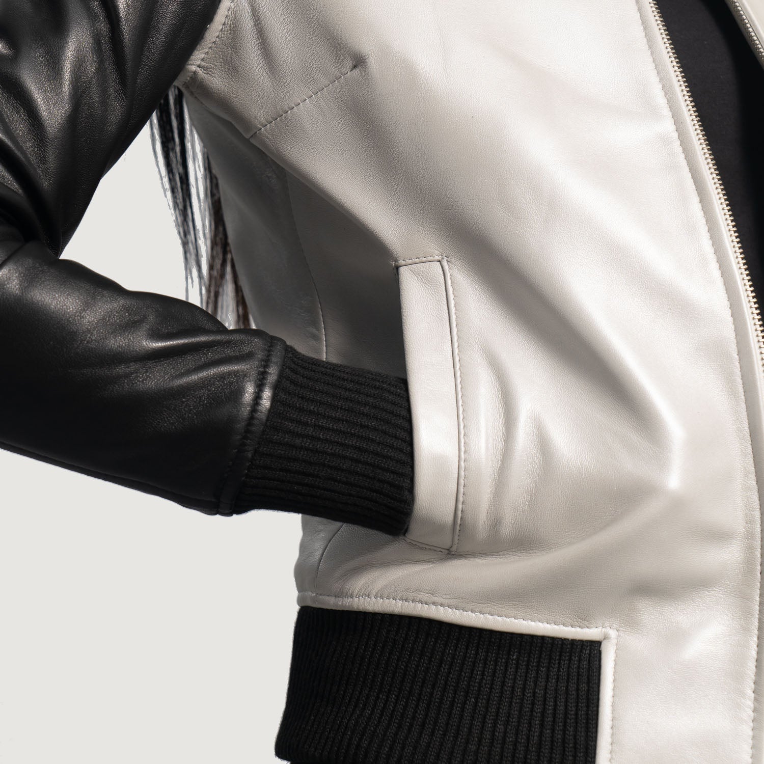 Orion Metallic Leather Bomber Jacket