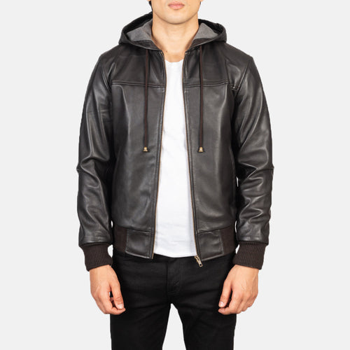 Artemis Hooded Leather Bomber Jacket
