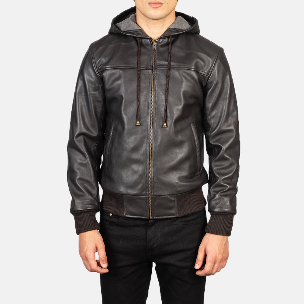 Artemis Hooded Leather Bomber Jacket