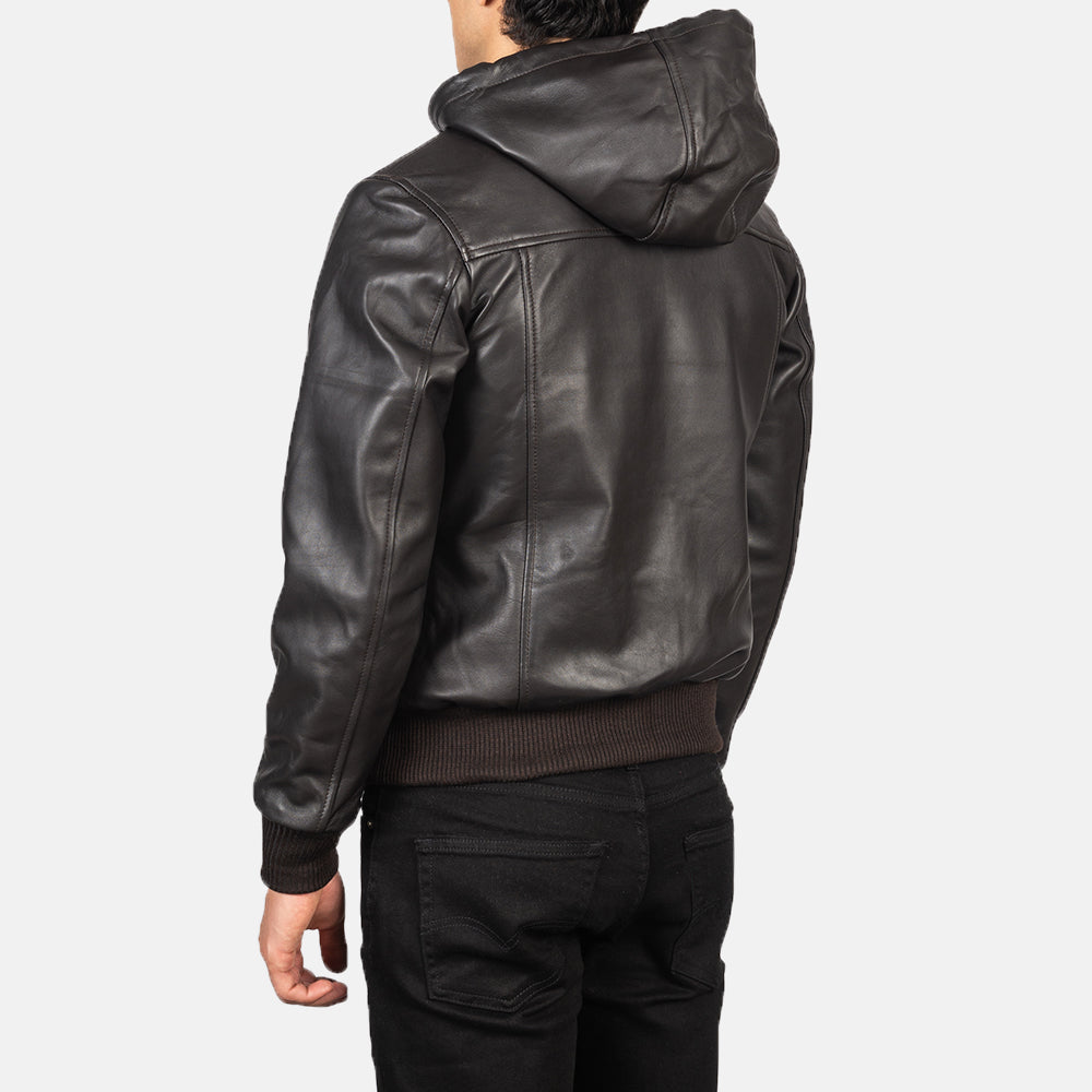Artemis Hooded Leather Bomber Jacket