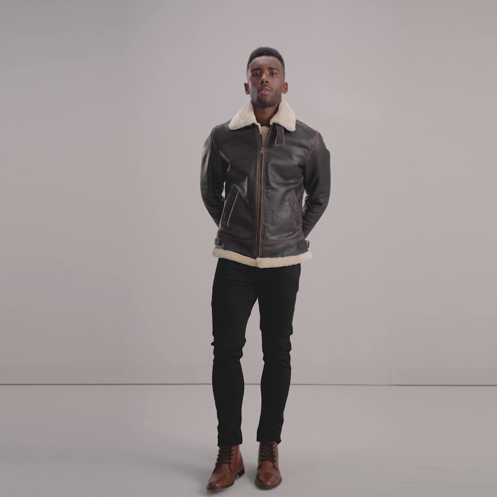 Avalon B-3 Shearling Leather Bomber Jacket