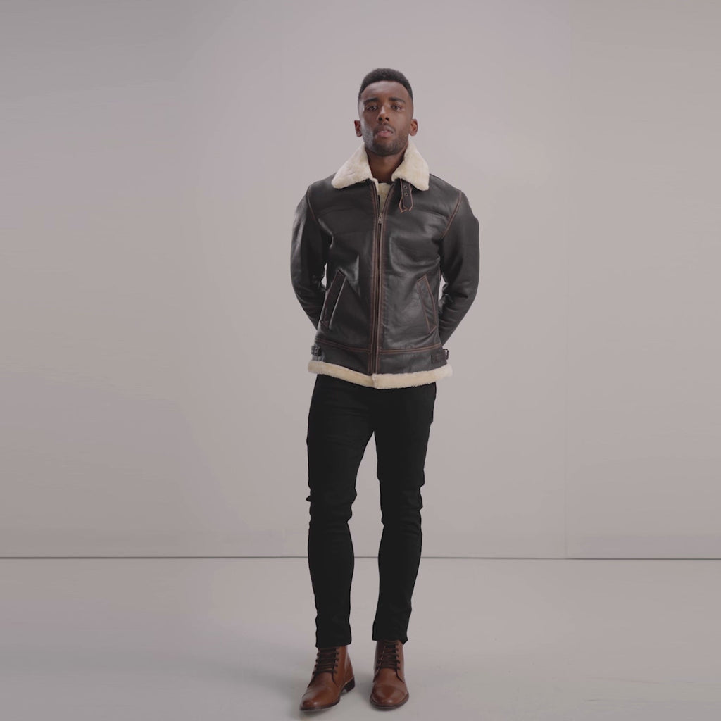 Avalon B-3 Shearling Leather Bomber Jacket