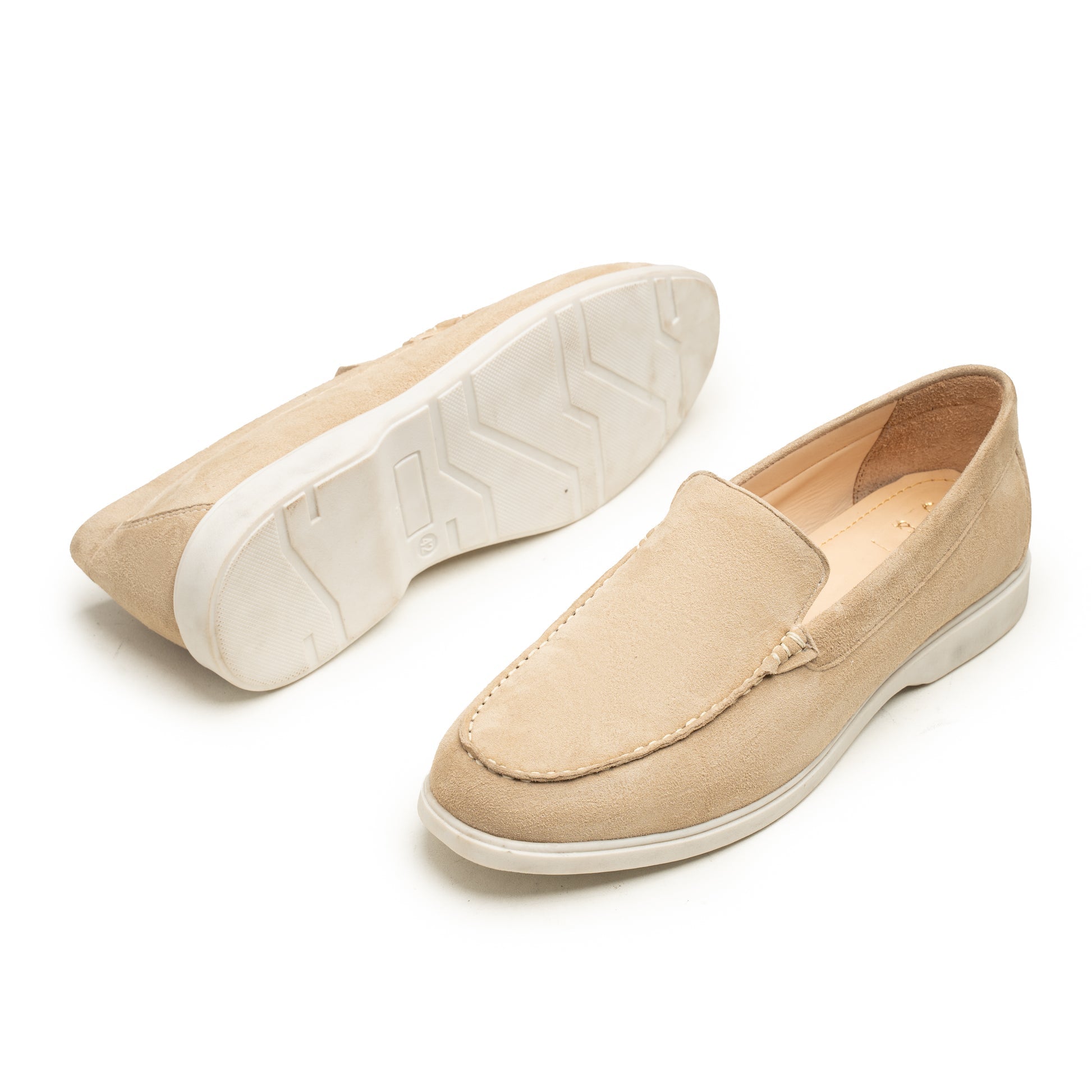 Carvani Cream Suede Loafers