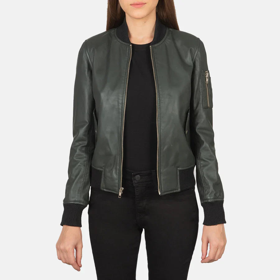 Ava Heritage Leather Flight Bomber Jacket