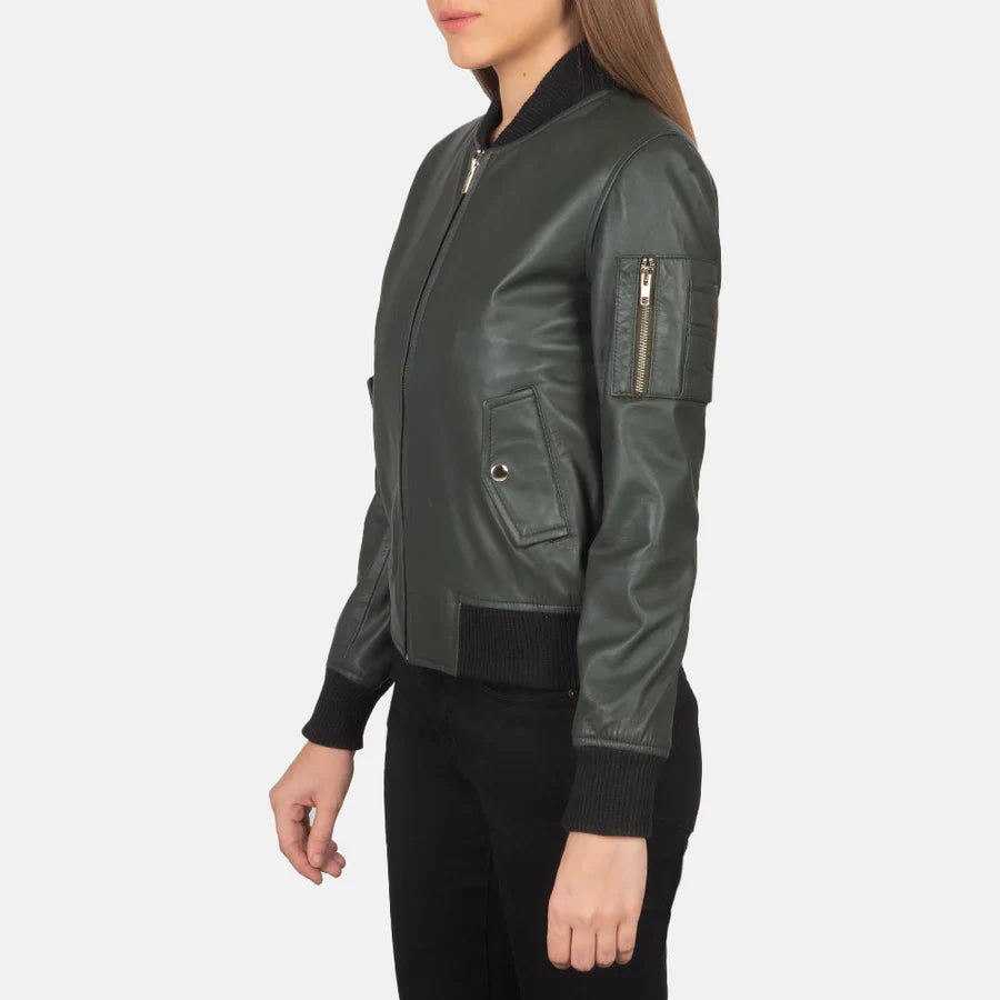 Ava Heritage Leather Flight Bomber Jacket