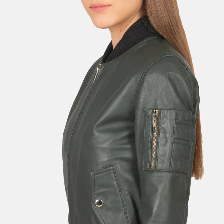 Ava Heritage Leather Flight Bomber Jacket