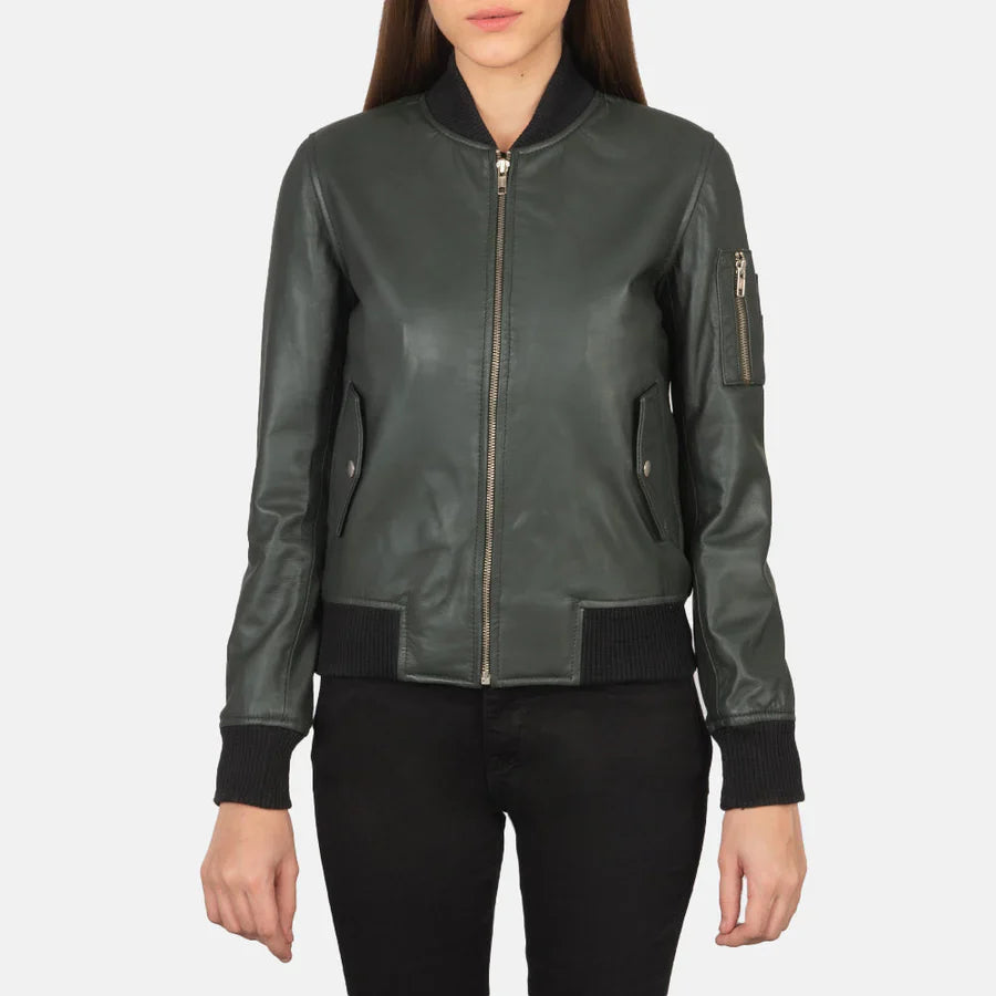 Ava Heritage Leather Flight Bomber Jacket