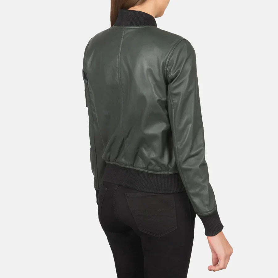 Ava Heritage Leather Flight Bomber Jacket