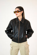 Mavelle Distressed Boxy Leather Jacket