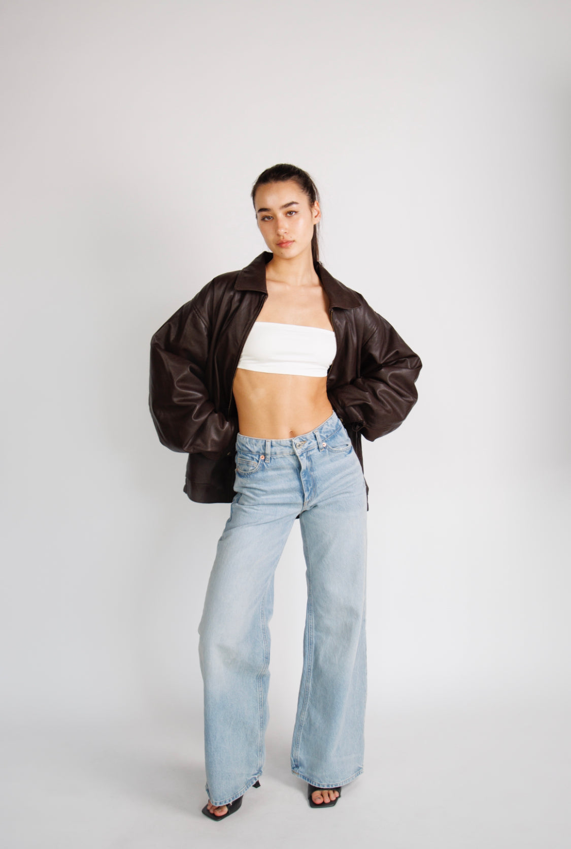 Ravelle 90’s Oversized Brown Leather Jacket