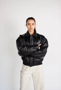 La Venza Oversized Leather Bomber Jacket