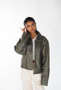 Mavellon Distressed Boxy Leather Jacket
