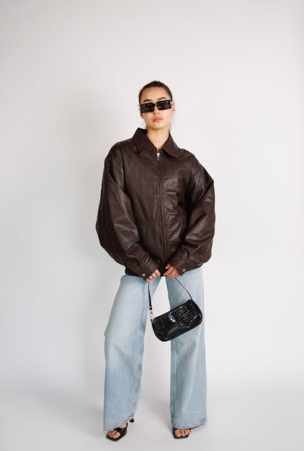 Ravelle 90’s Oversized Brown Leather Jacket