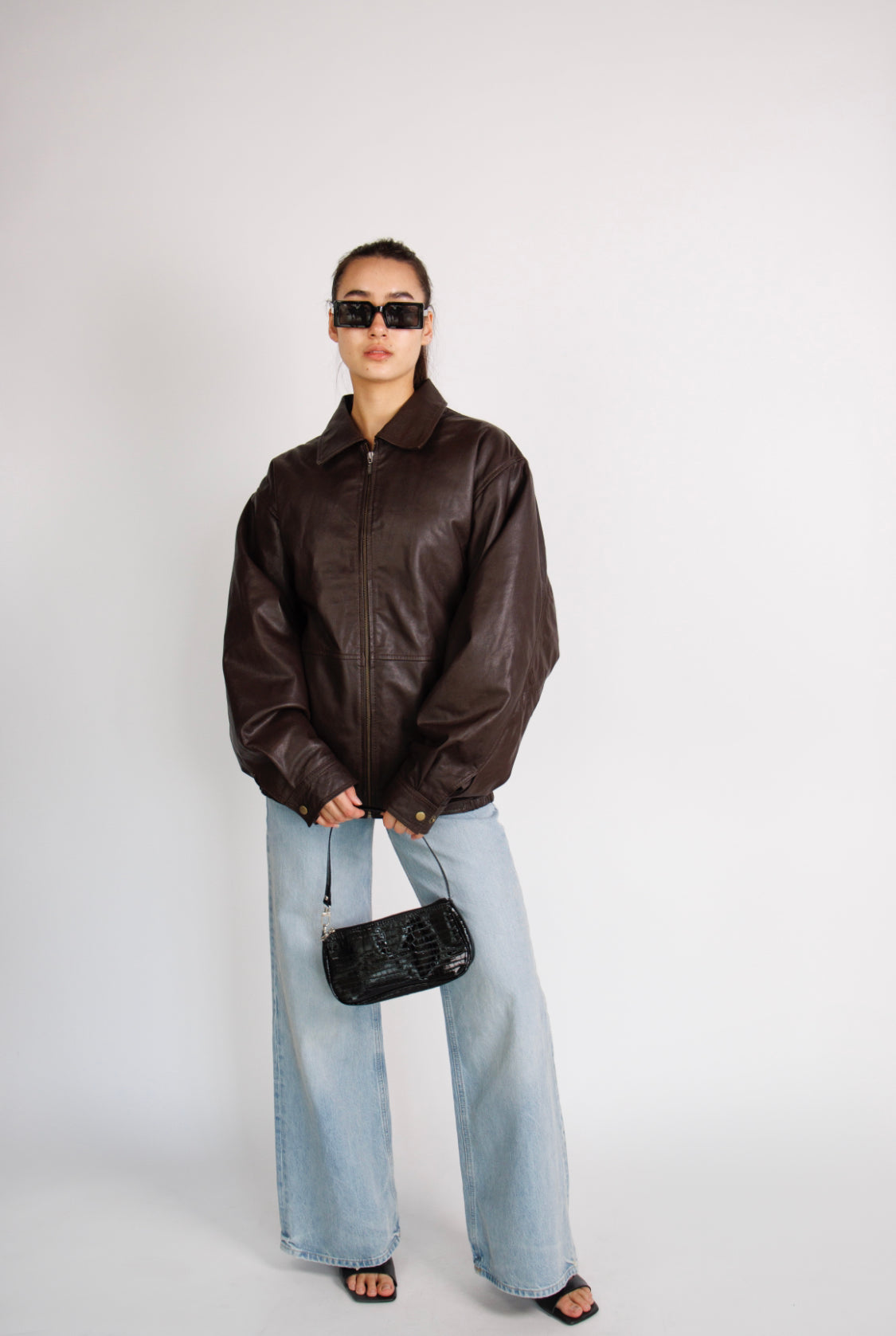 Ravelle 90’s Oversized Brown Leather Jacket