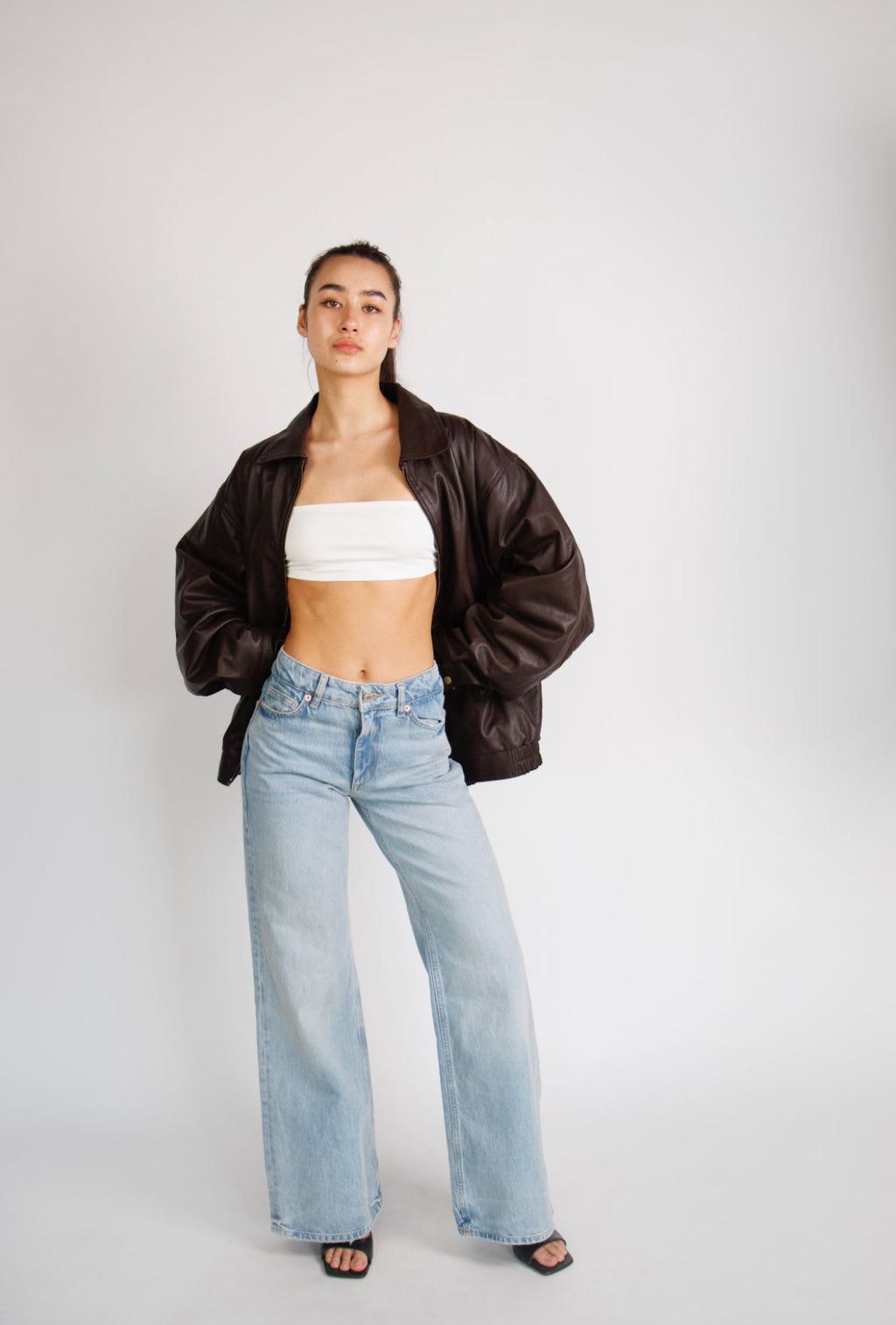 Ravelle 90’s Oversized Brown Leather Jacket