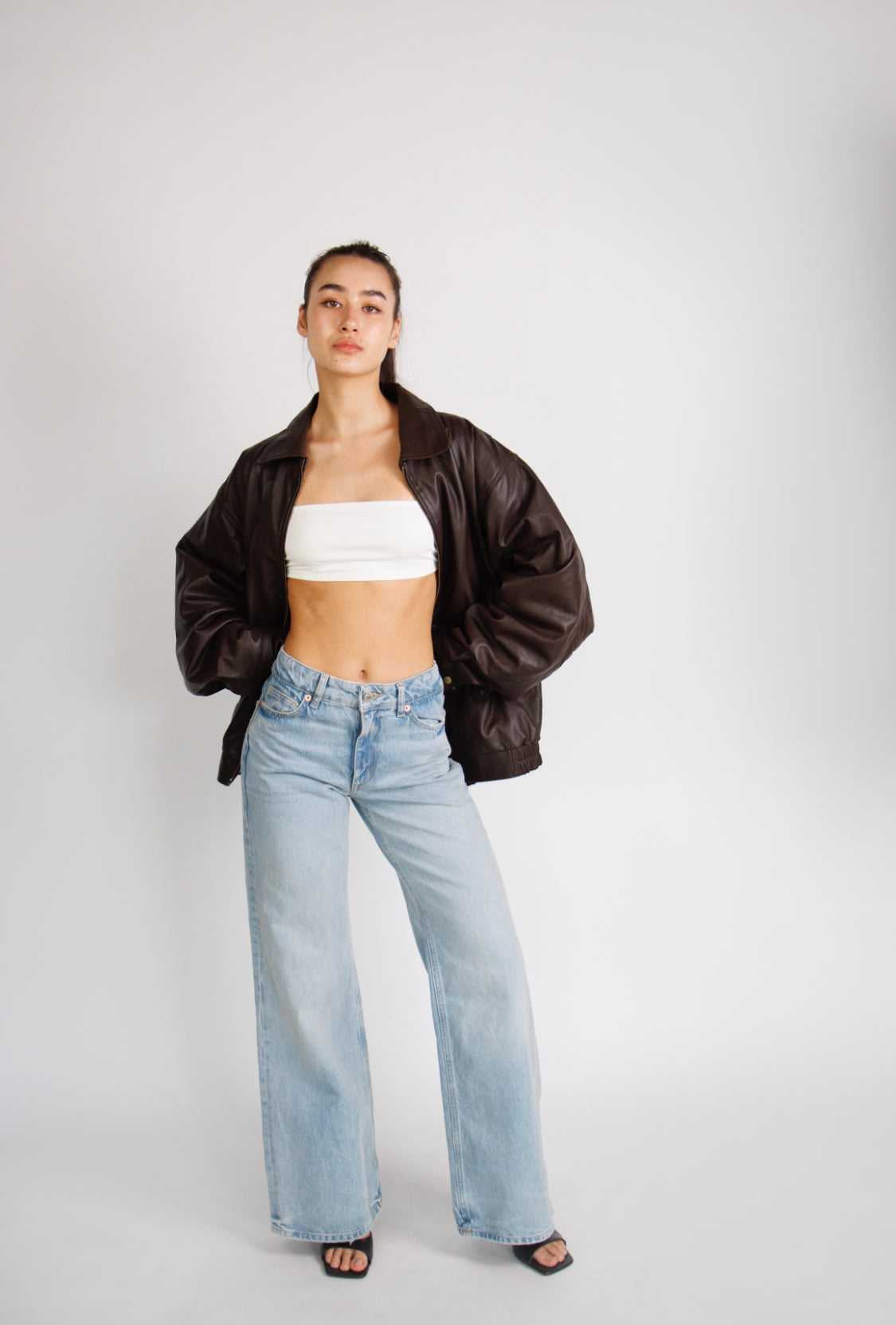 Ravelle 90’s Oversized Brown Leather Jacket